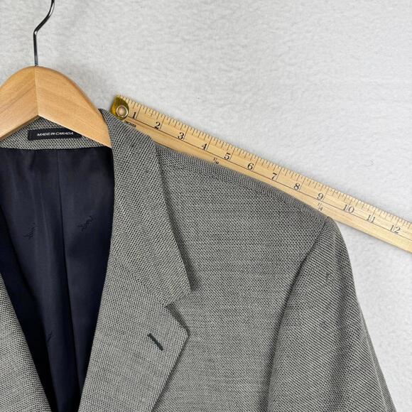 Vintage 80s 90s Yves Saint Laurent YSL Mens ~46 Gray Suit Blazer Coat Jacket - Picture 15 of 16